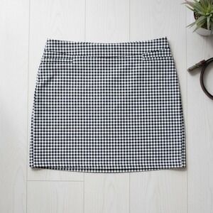Chicos Pull On Gingham Skirt Size XL Black And White  Skort Preppy Academia